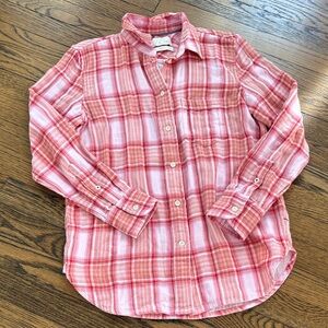 J. Crew Classic Re-Imagined Pink Plaid Button-Up Shirt, 0